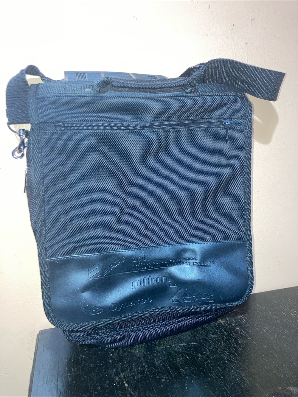 Vintage Debco Black Messenger Bag with Front Zip Pocket